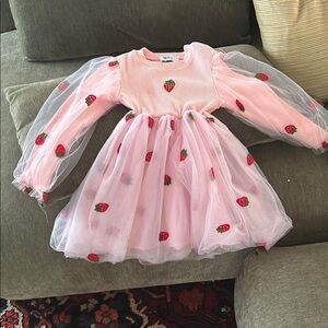Pink Strawberry Kids Casual Dress